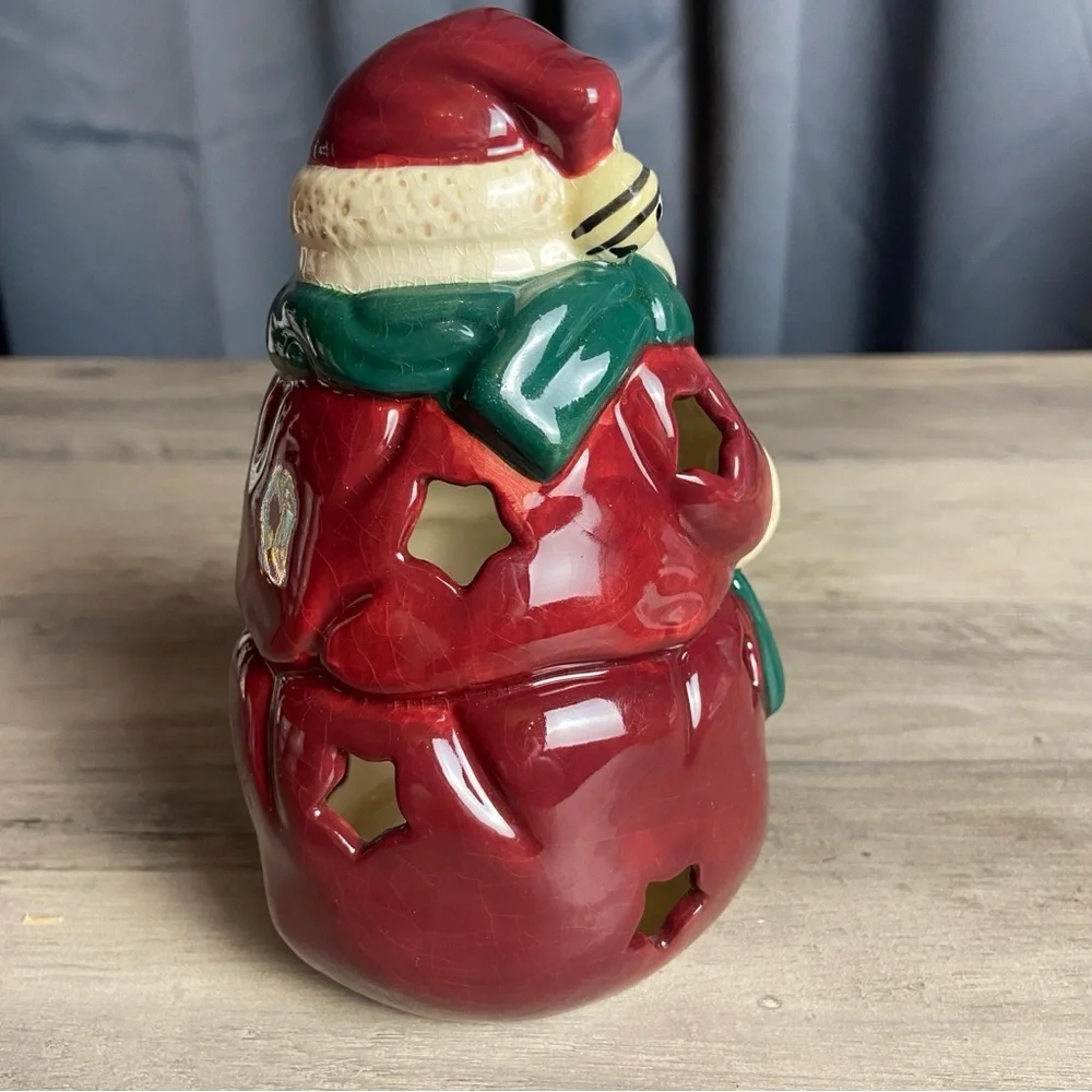 Bella Casa by Ganz Ceramic SANTA Claus Tea‎ Light Candle Holder Red Christmas